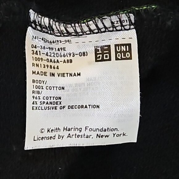 Uniqlo Keith Haring Sweatshirt Crewneck Size Large Sleeve Logo Black Long Sleeve - Picture 12 of 13